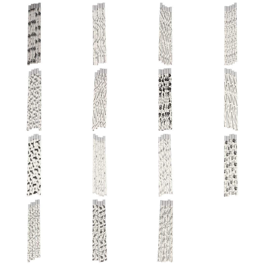 Pencils in white with musical motifs and magnetic head