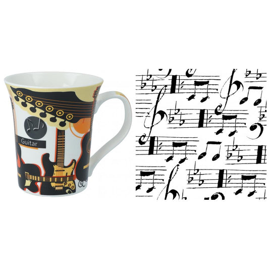 Becher Instrumente-Gitarren und Servietten "Musique"