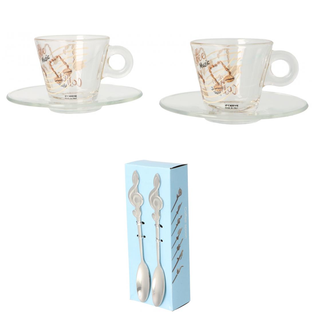Gift set of 2 espresso cups and espresso spoons