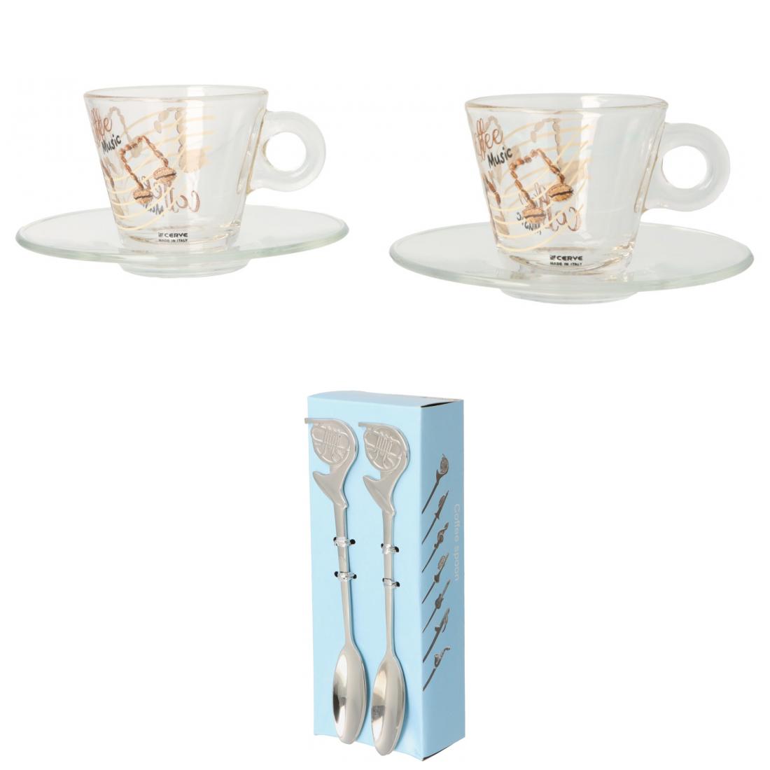 Gift set of 2 espresso cups and espresso spoons