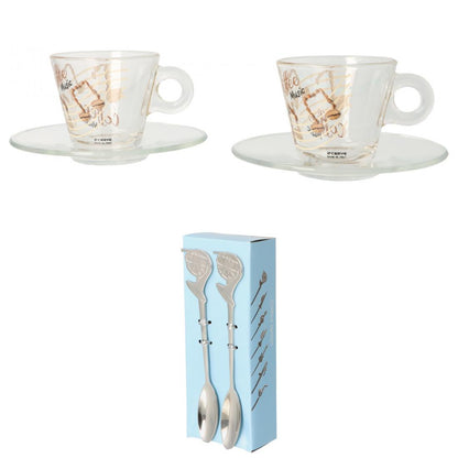 Gift set of 2 espresso cups and espresso spoons