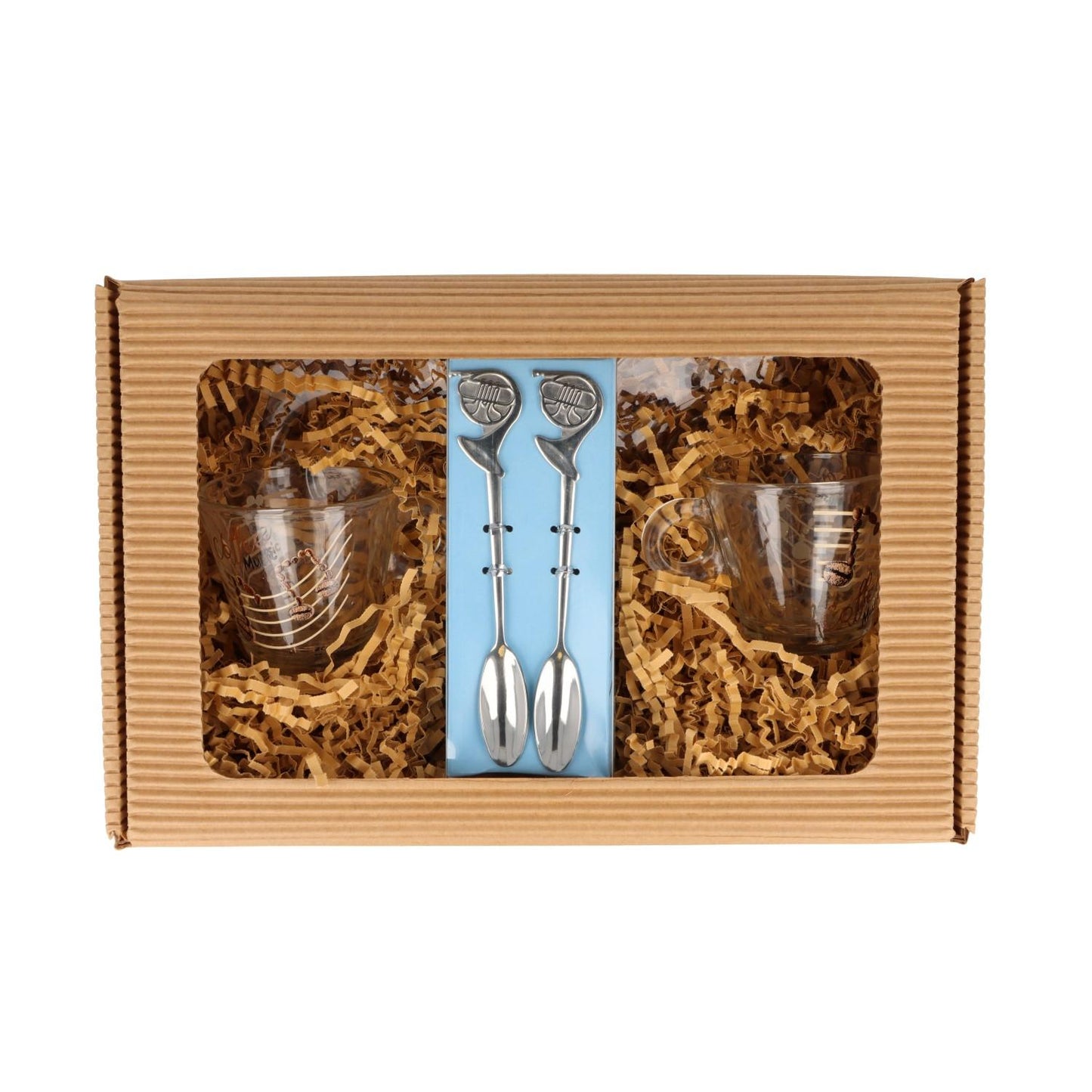 Gift set of 2 espresso cups and espresso spoons