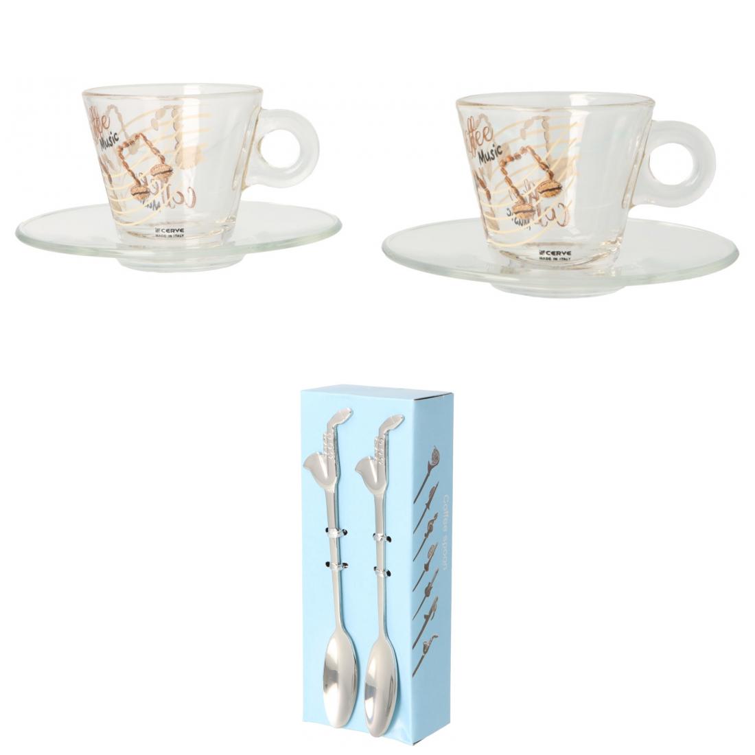 Gift set of 2 espresso cups and espresso spoons