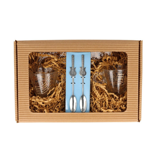 Gift set of 2 espresso cups and espresso spoons