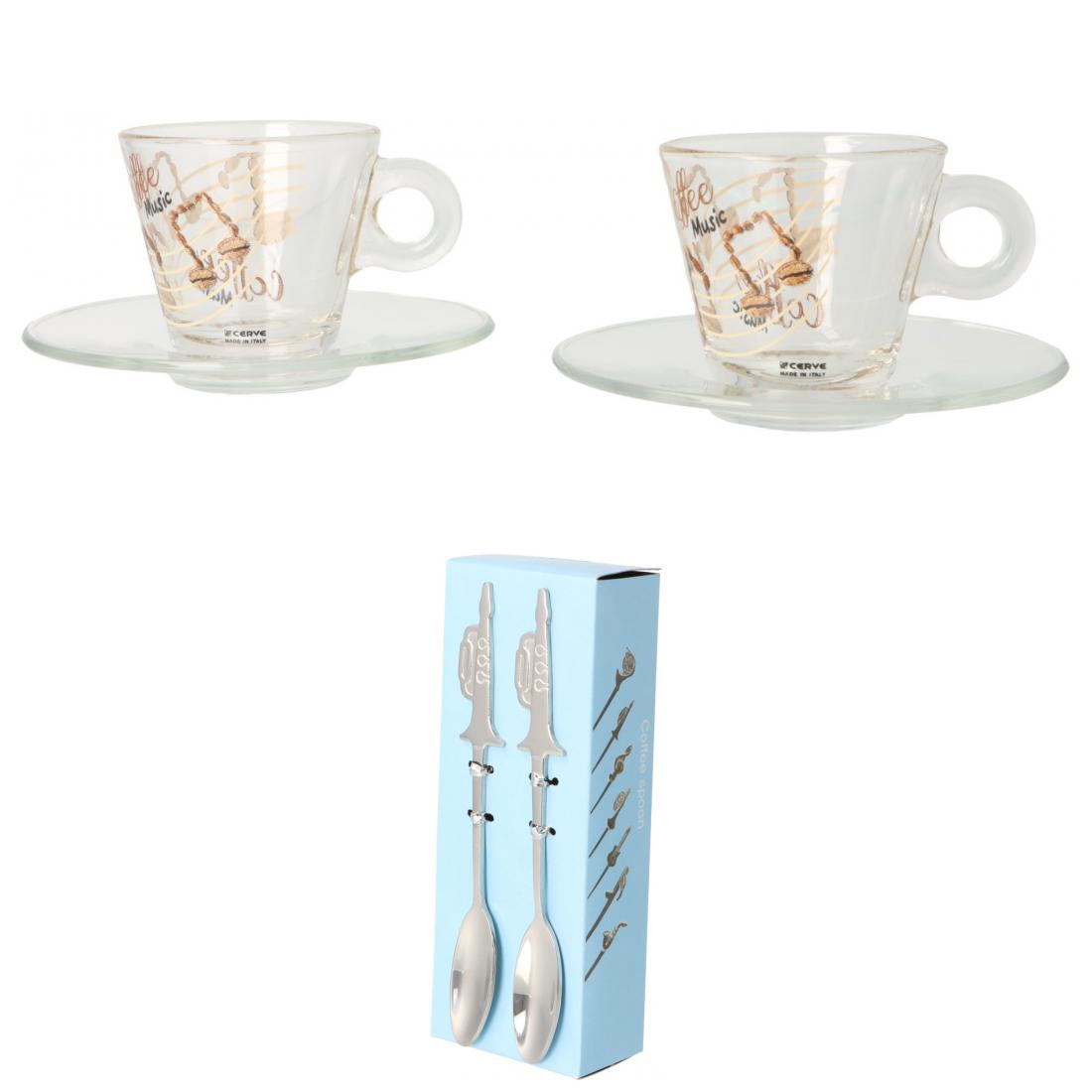 Gift set of 2 espresso cups and espresso spoons