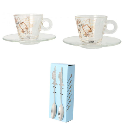 Gift set of 2 espresso cups and espresso spoons