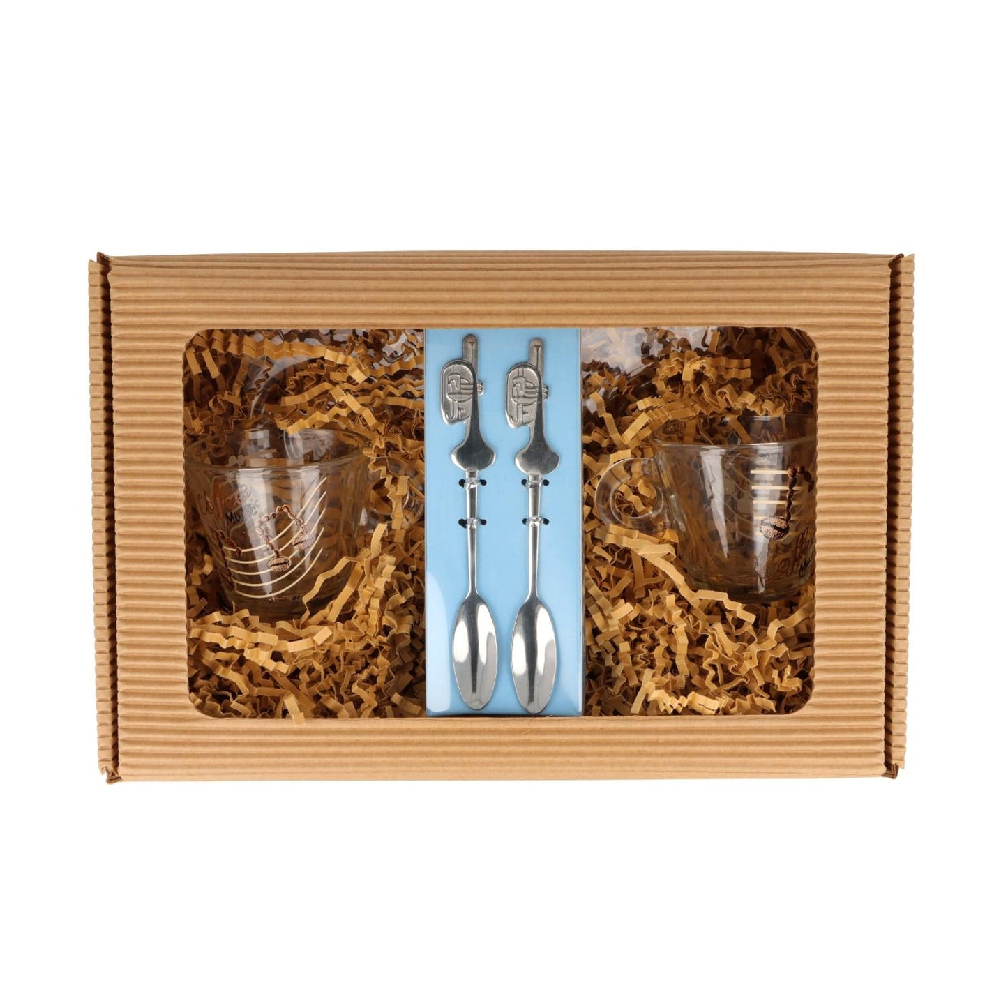 Gift set of 2 espresso cups and espresso spoons