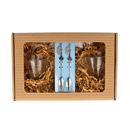 Gift set of 2 espresso cups and espresso spoons