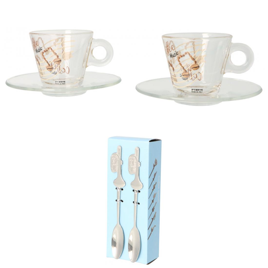 Gift set of 2 espresso cups and espresso spoons