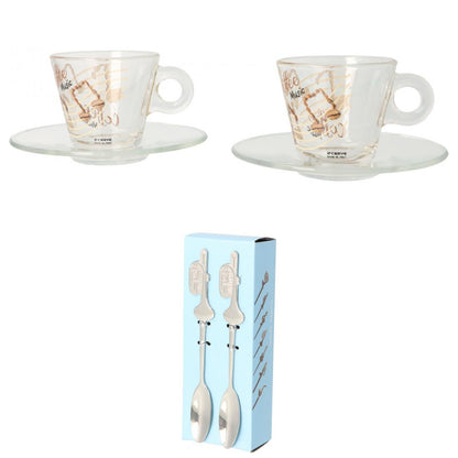 Gift set of 2 espresso cups and espresso spoons