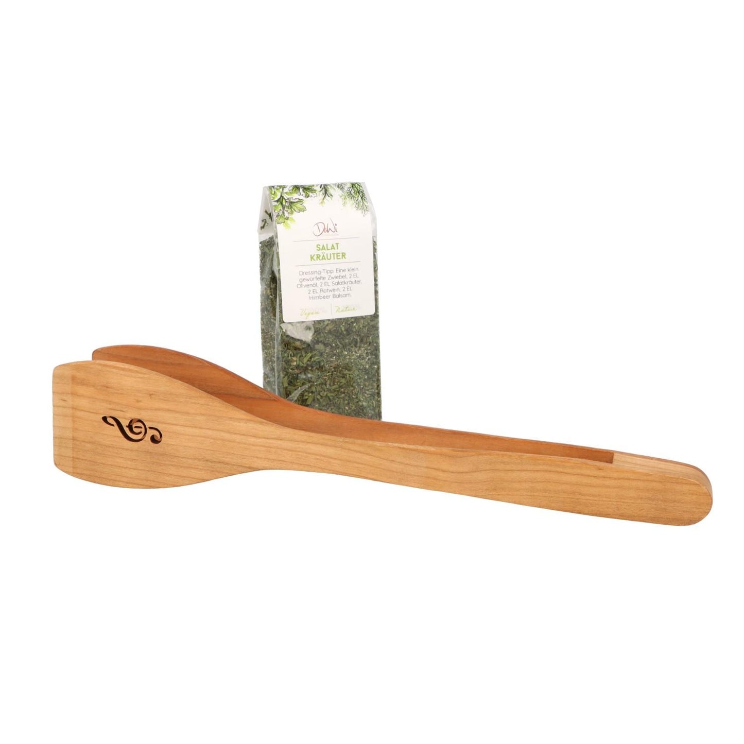 Gift set salad tongs with lasered treble clef/eighth note and salad herb spice mix