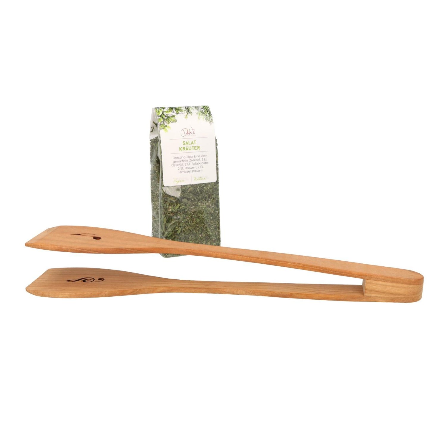 Gift set salad tongs with lasered treble clef/eighth note and salad herb spice mix