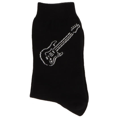 Socks with woven white electric guitar, music socks