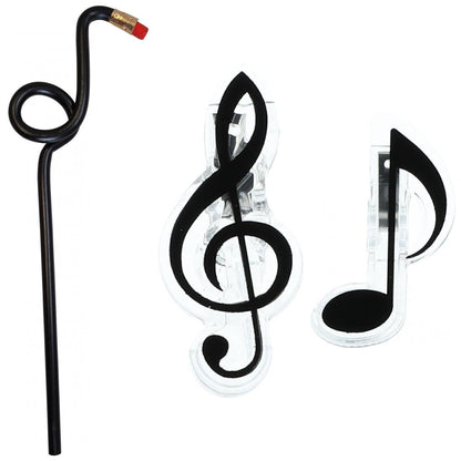 Set with eighth note pencil and clips in different colors