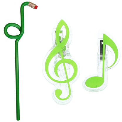 Set with eighth note pencil and clips in different colors