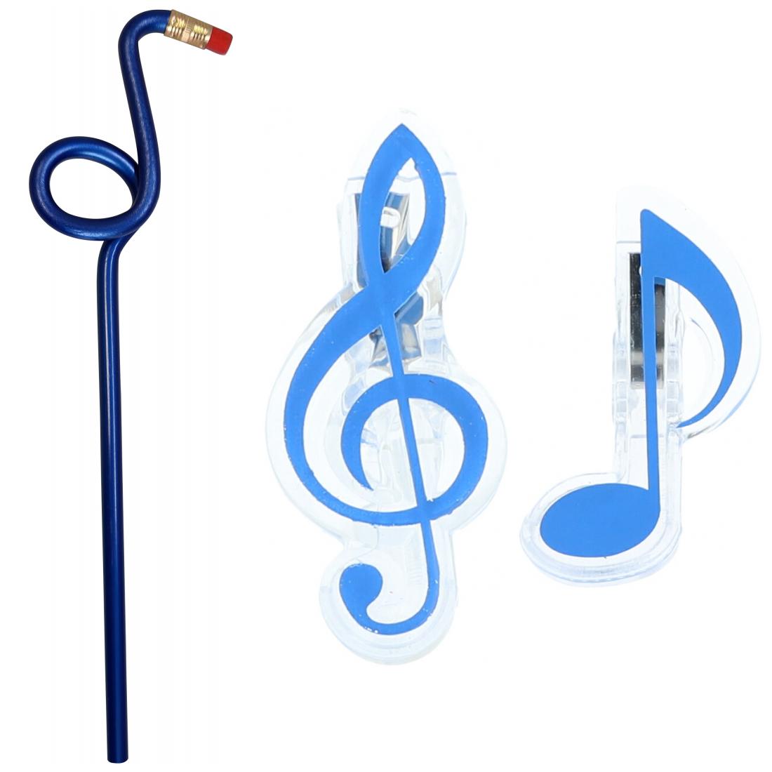 Set with eighth note pencil and clips in different colors