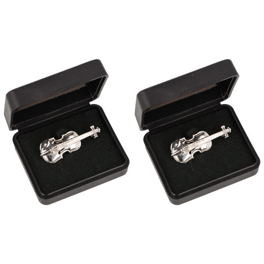 Brosche Violine in Geschenkbox, Farbe silber