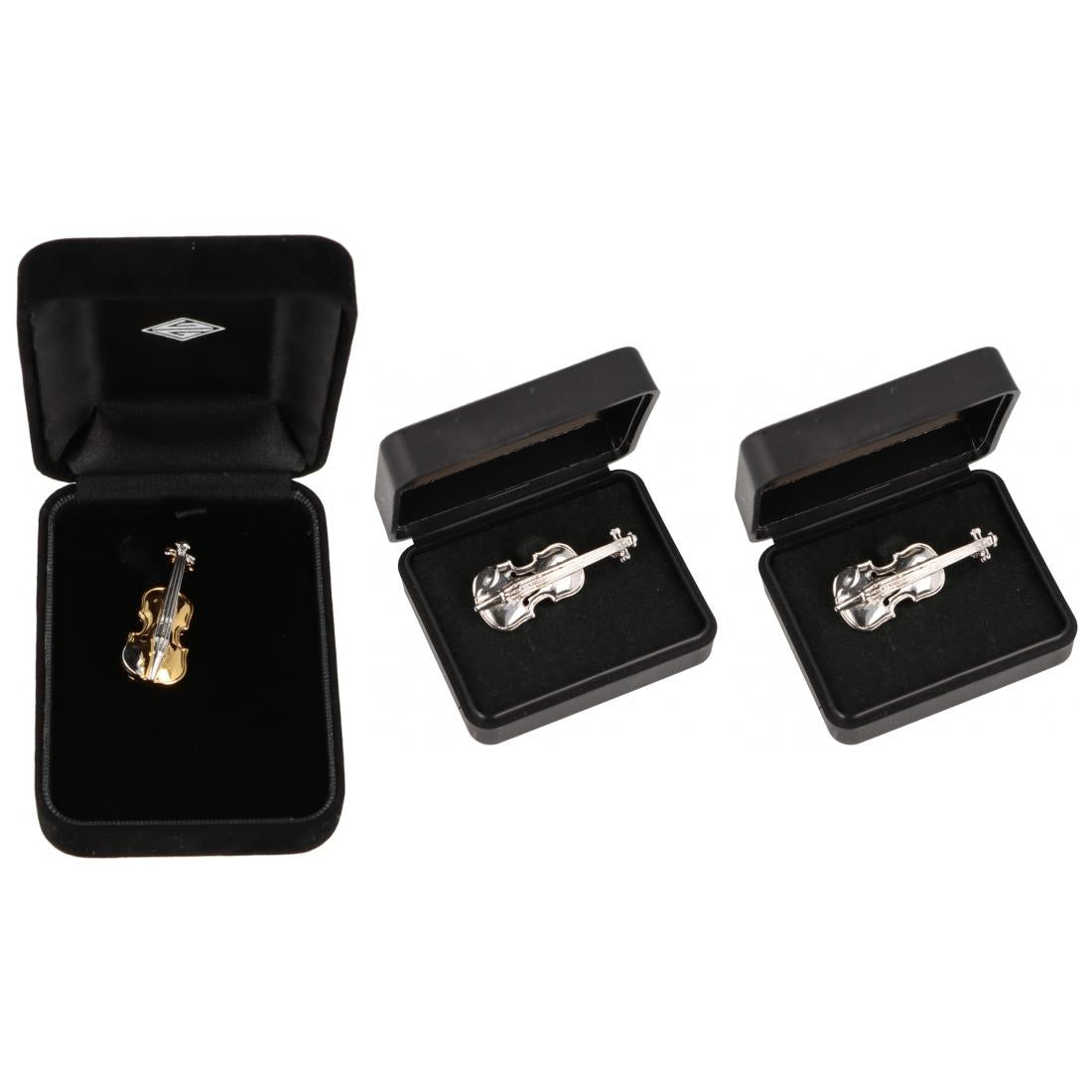 Brosche Violine in Geschenkbox, Farbe silber