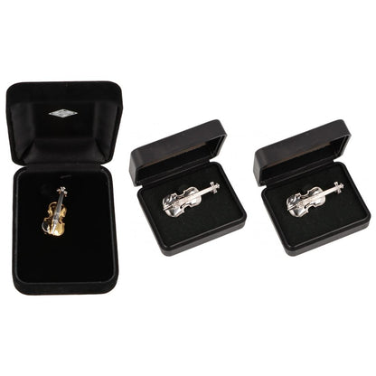 Brosche Violine in Geschenkbox, Farbe silber