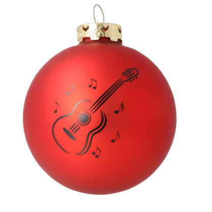 Christmas bauble with concert guitar print (single), various colors