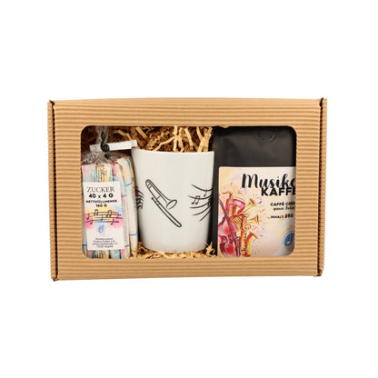 Gift set with music mug, coffee and sugar sticks