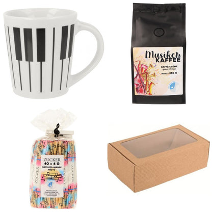 Gift set with music mug, coffee and sugar sticks