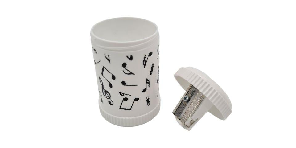 Pencil Sharpener Round Tin White Note Mix