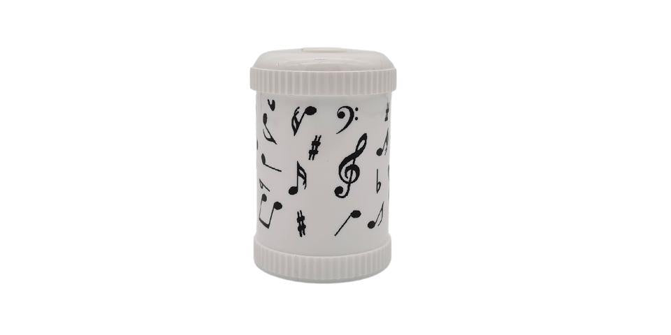 Pencil Sharpener Round Tin White Note Mix