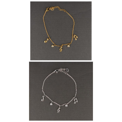 Armband aus Edelstahl mit Noten und Violinschlüssel-Anhängern