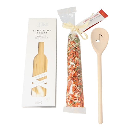 Geschenkset mit Kochlöffel, Fine Wine Pasta und Gewürzmischung "SPAGHETTI BOLOGNESE"