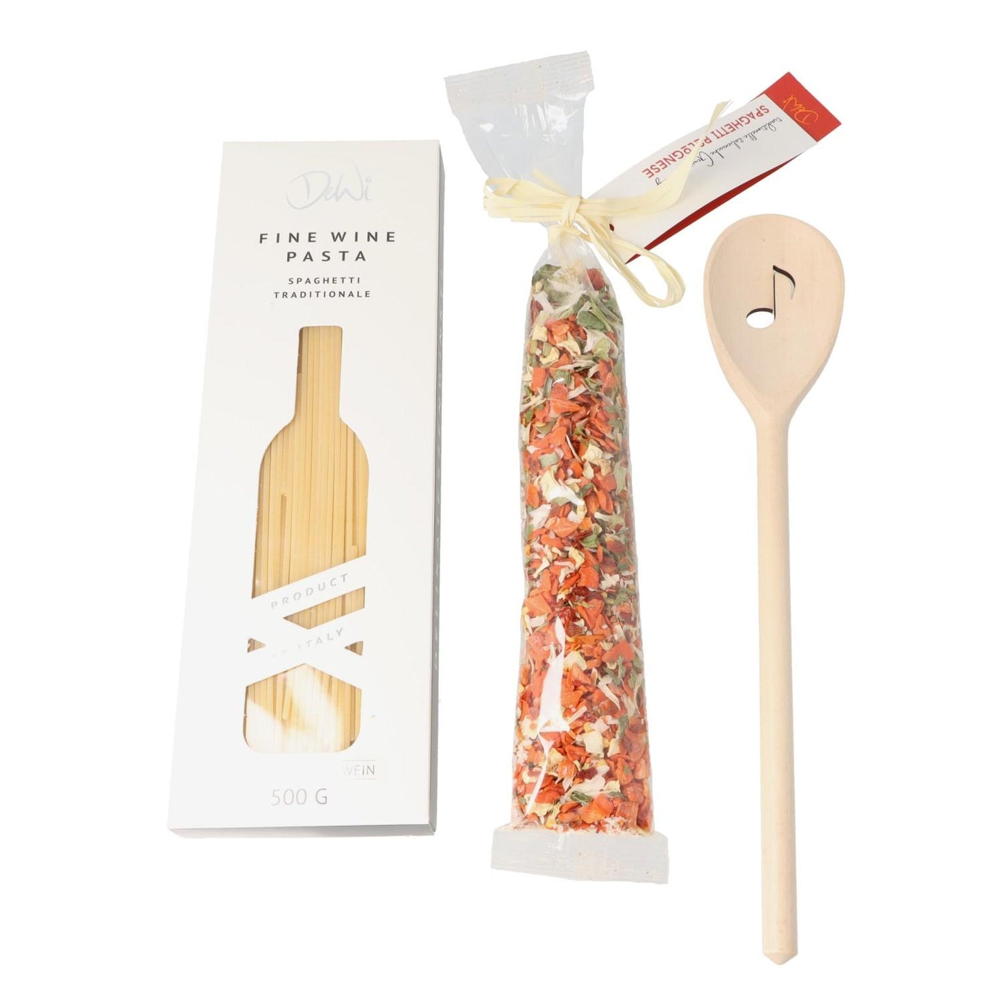 Geschenkset mit Kochlöffel, Fine Wine Pasta und Gewürzmischung "SPAGHETTI BOLOGNESE"