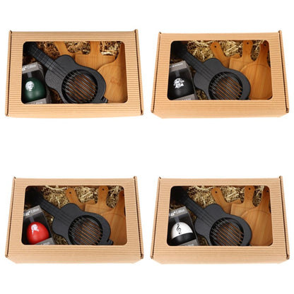 Geschenkset mit musikalischem PiepEi, Ukulele-Eierschneider und Mini-Brettchen in Faltschachtel