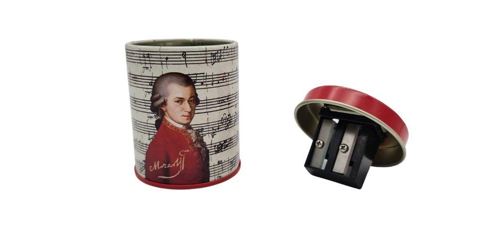 Composer Double Pencil Sharpener Round Box Mozart