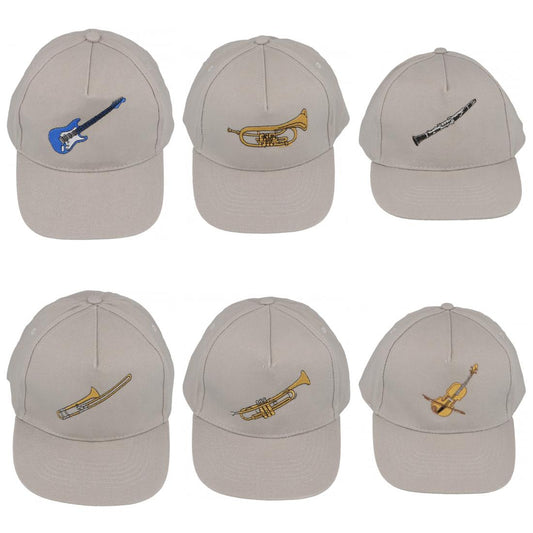 Baseball-Cap mit eingestickten Instrumenten, grau, Baumwolle