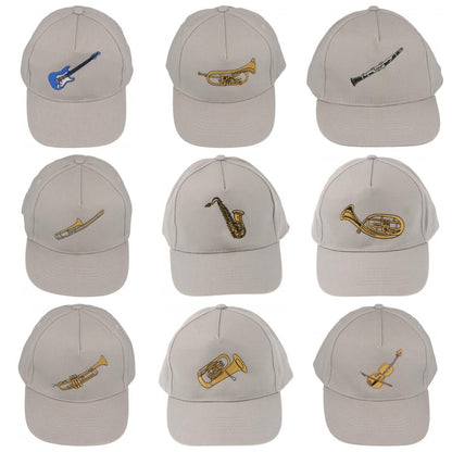 Baseball-Cap mit eingestickten Instrumenten, grau, Baumwolle