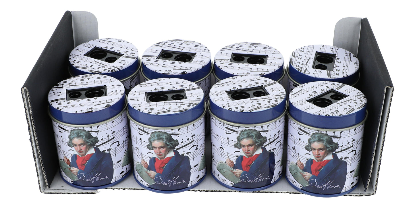 Composer double sharpener round tins with Beethoven or Mozart