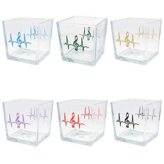 Glas-Vase mit Herzschlag und Violinschlüssel