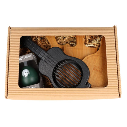 Geschenkset mit musikalischem PiepEi, Ukulele-Eierschneider und Mini-Brettchen in Faltschachtel