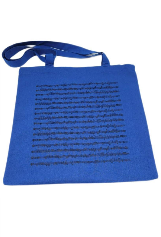 Notenlinien- Henkeltasche mit langen Henkeln, verschiedene Farben - Farbe: blau 