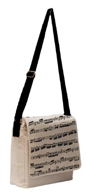 Canvas shoulder bag with music lines