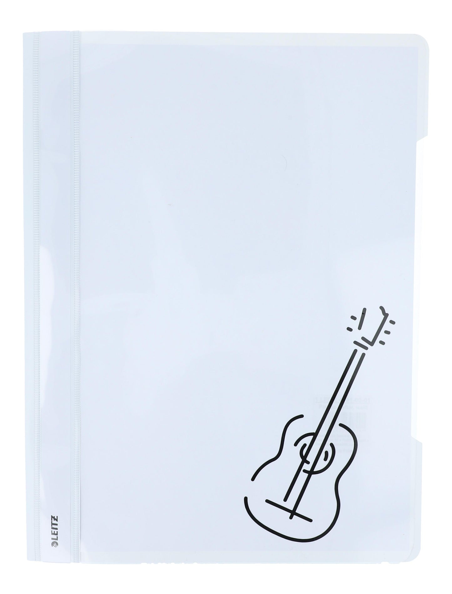 white folders with various instruments or musical notations