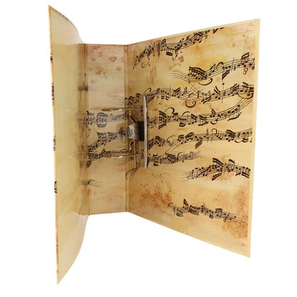 musikalischer Ordner mit Notenzeilen, creme mit schwarzen Noten