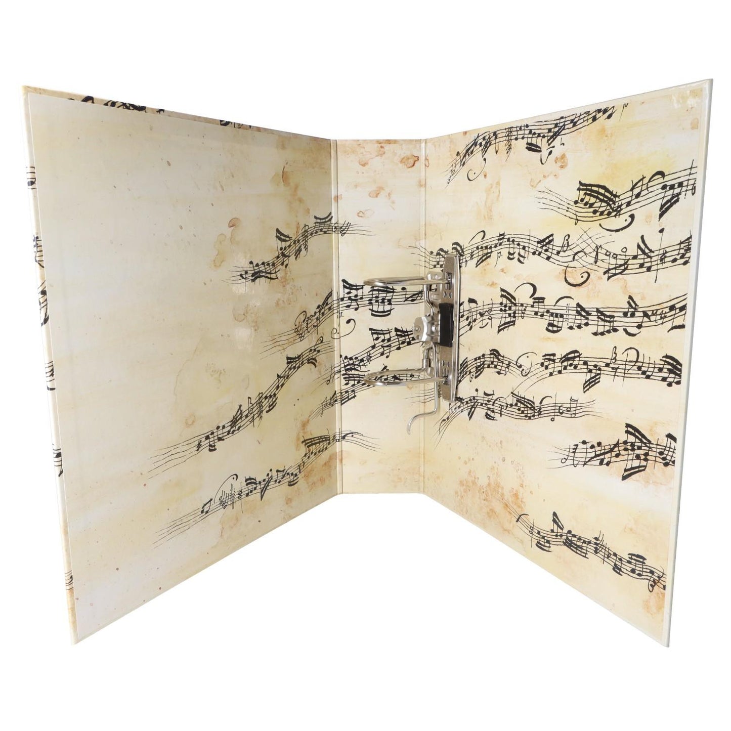 musical folder with staves, cream with black notes