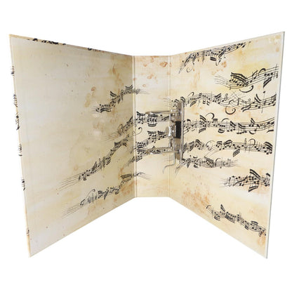 musical folder with staves, cream with black notes