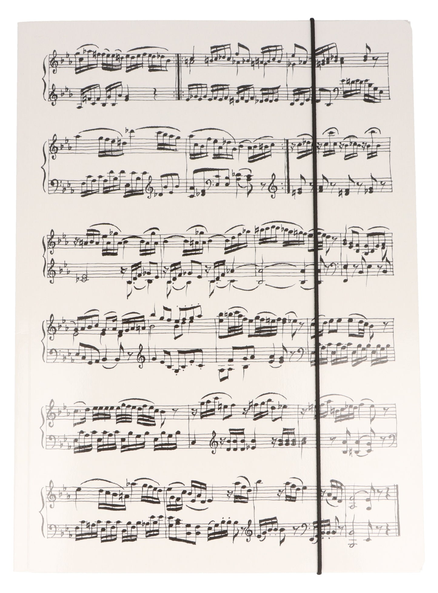 weiße Sammelmappe mit schwarzen Notenzeilen