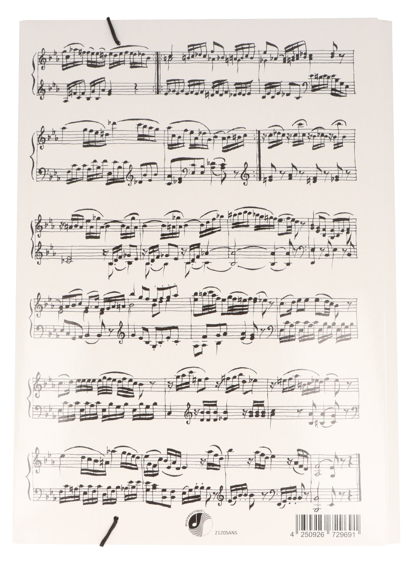 weiße Sammelmappe mit schwarzen Notenzeilen