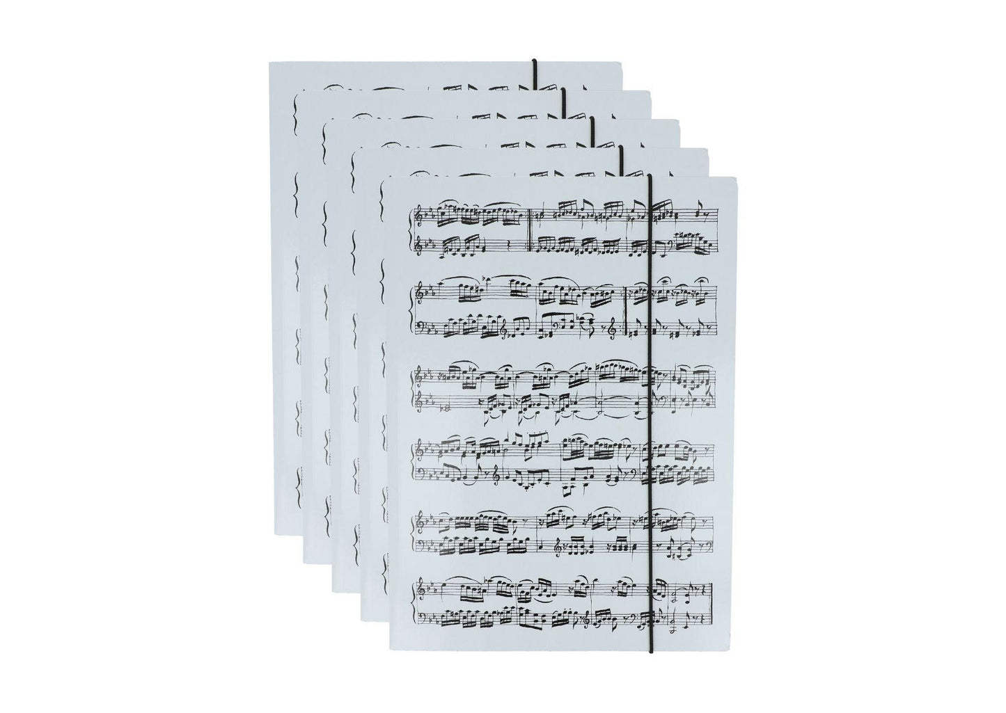 5 x white folder with black music lines