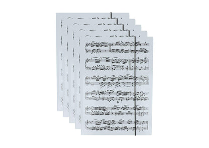 5 x white folder with black music lines