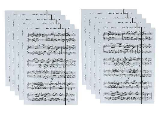 10 x weiße Sammelmappe mit schwarzen Notenzeilen