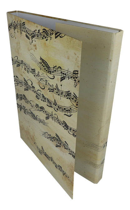 cream-colored collection box with black music lines for DIN A4